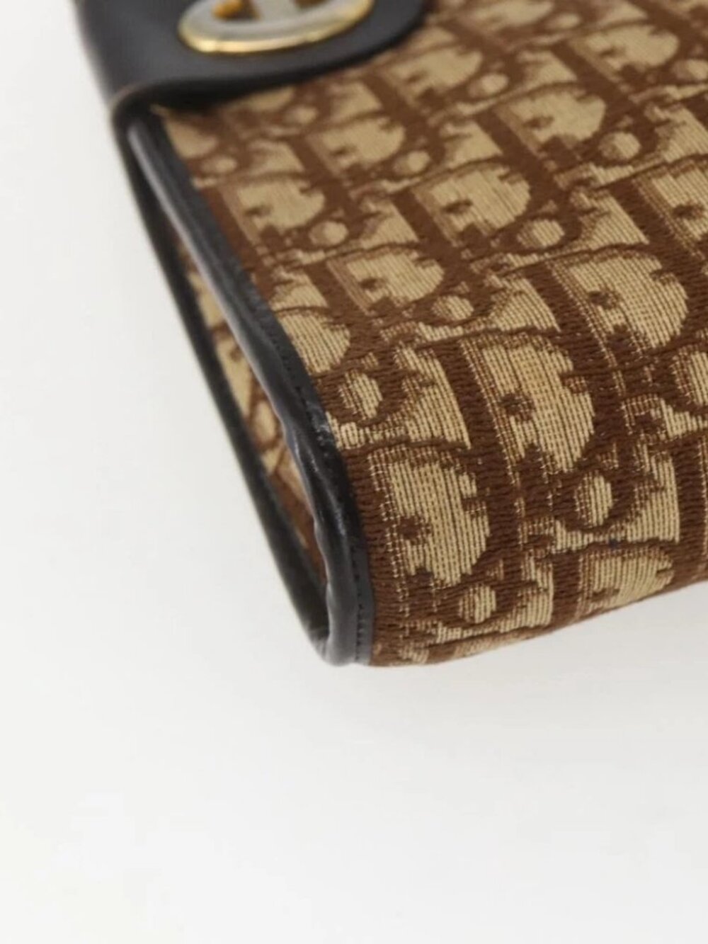 Christian Dior Trotter Canvas Shoulder Bag Beige Gold Auth - Picture 11 of 16